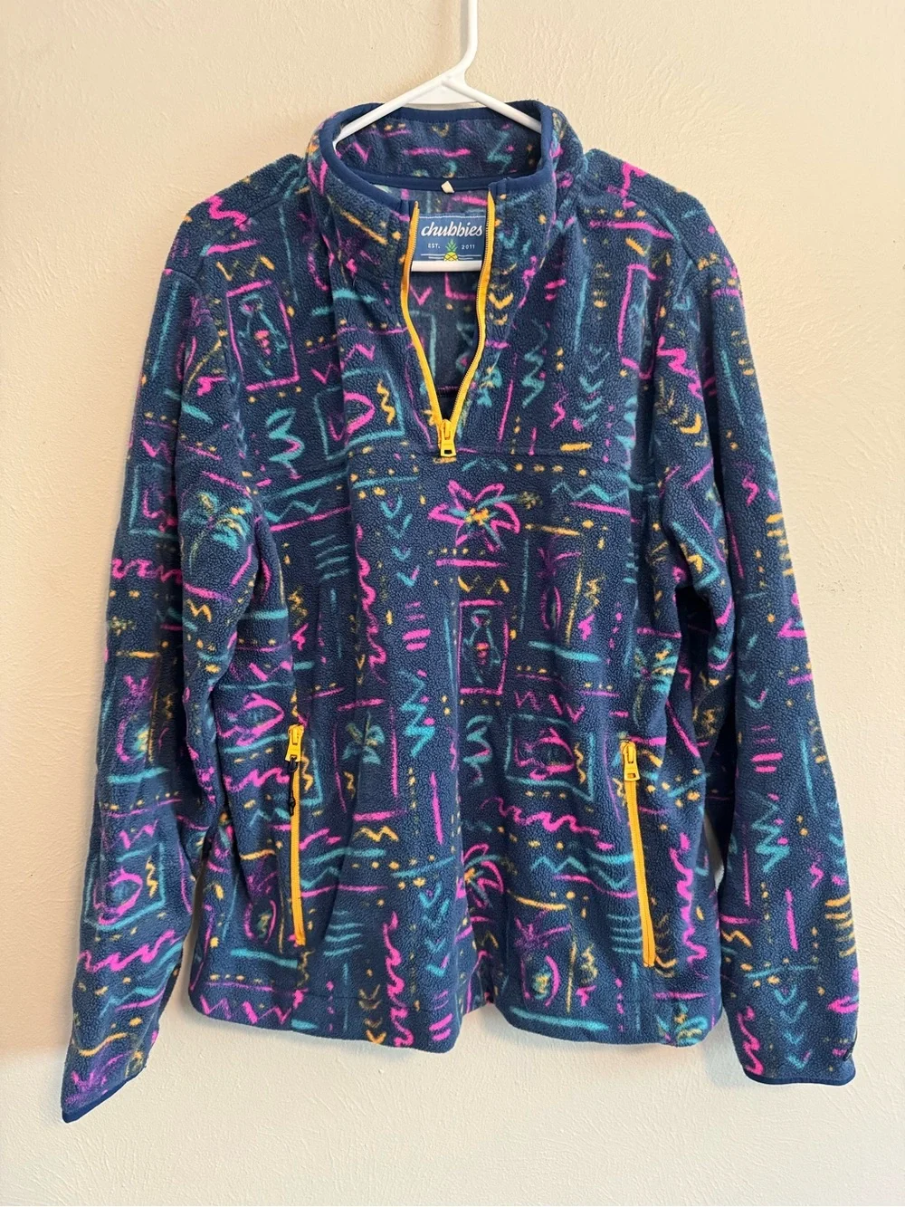 Chubbies Mens Retro Tropical Fleece Quarter Zip Pullover
